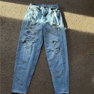 AE light blue mom jeans with rips